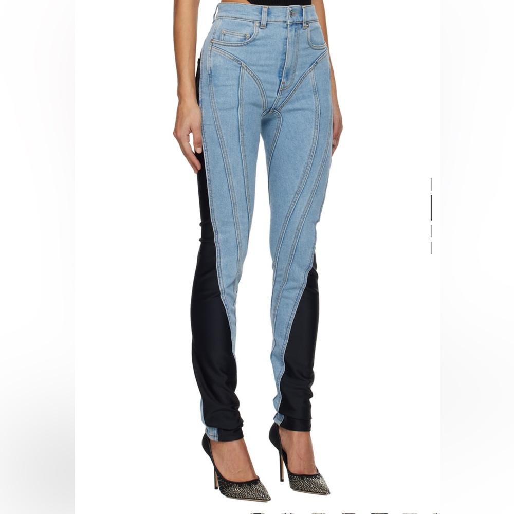 MUGLER BLUE & BLACK SPIRAL JEANS